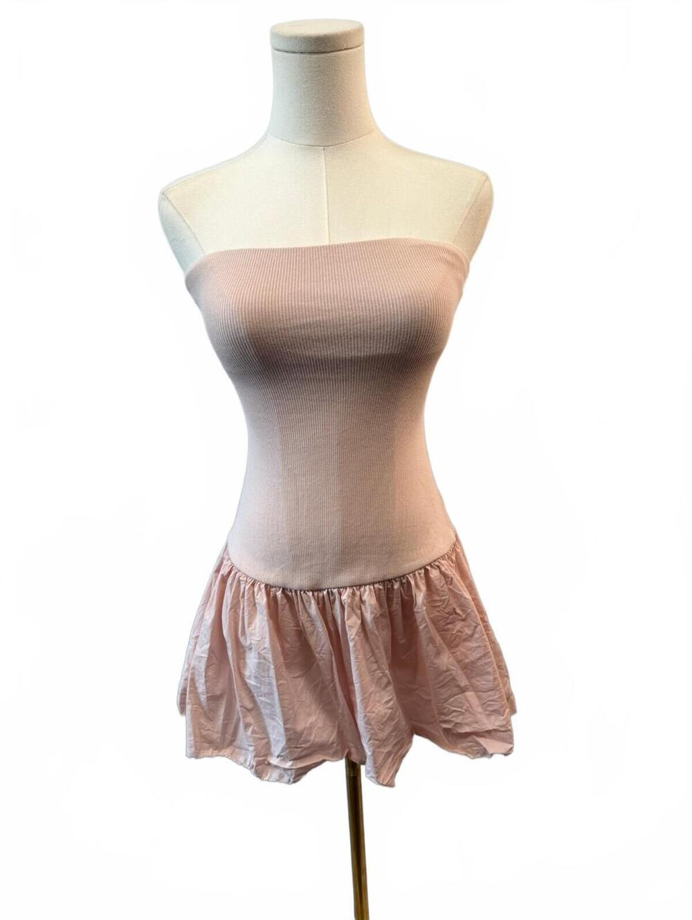 GUC SKIMS Poplin Apparel Mini Tube Dress Dusty Pink XS